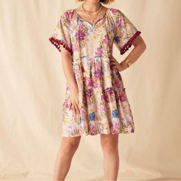 MATILDA JANE Women's Aloha Palm Printed Ruffle Sleeve Dress NWT size small - Picture 3 of 9